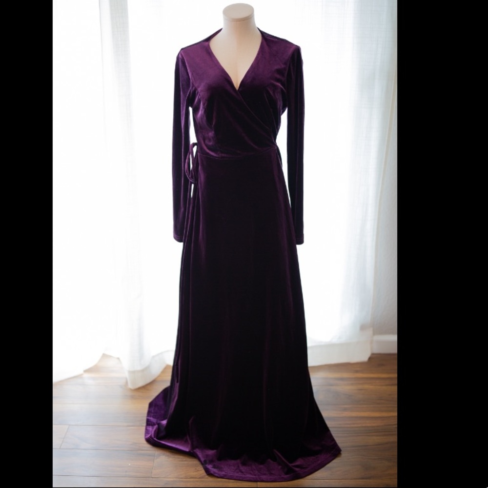 Purple velvet wrap dress from Lulu’s